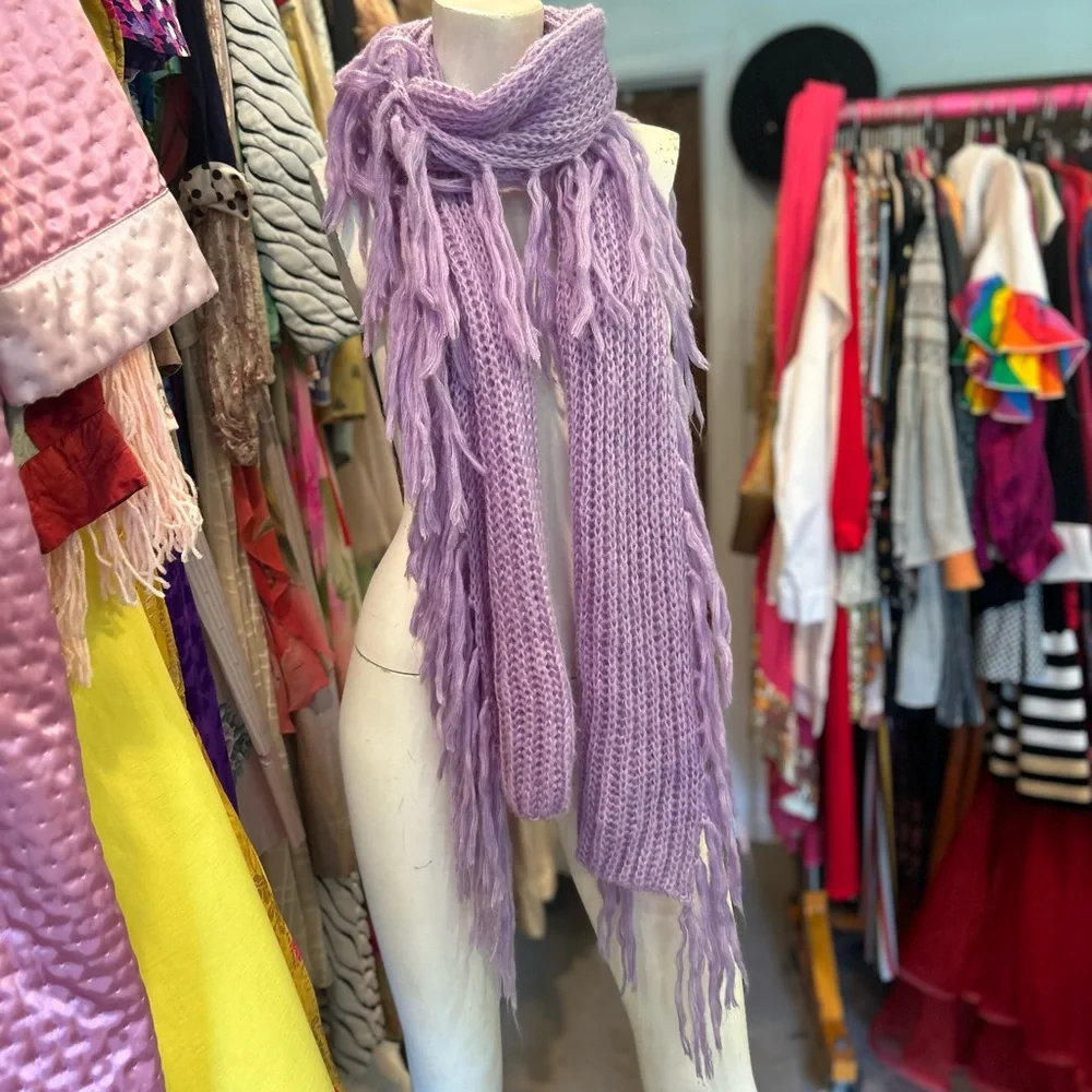 Long Lilac Fringe Scarf